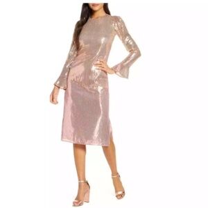 Rachel Parcell Sequin Midi Dress in Rose Gold